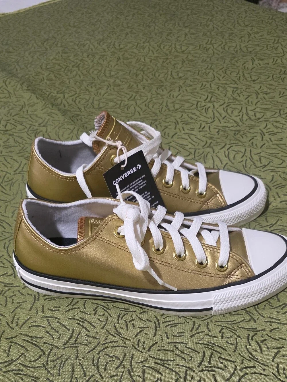 Converse Metallic Gold Low Top Sneakers with White Accents